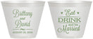 Custom Wedding 9 oz Wine Frosted Cups - Eat Drink Be Married | 430