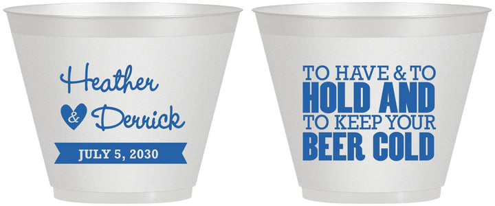 Custom Wedding 9 oz Wine Frosted Cups - To Have And To Hold | 431