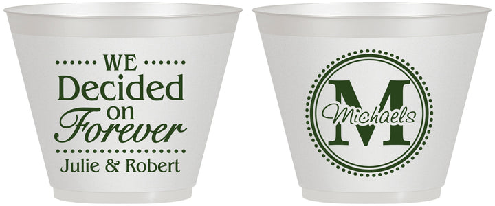 Custom Wedding 9 oz Wine Frosted Cups - Monogram | 435
