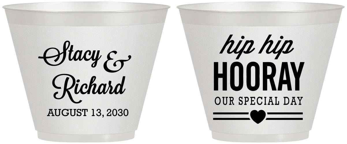 Custom Wedding 9 oz Wine Frosted Cups - Hip Hop Hooray | 436