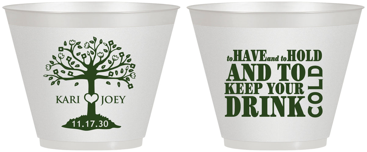 Custom Wedding 9 oz Wine Frosted Cups - To Have And To Hold | 438
