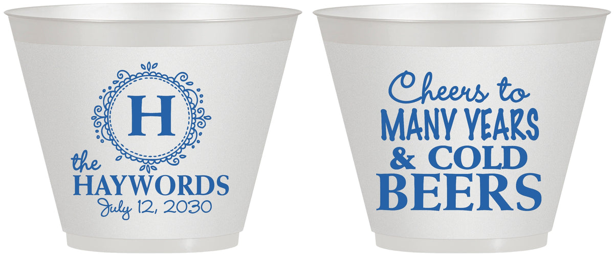 Custom Wedding 9 oz Wine Frosted Cups - Cheers To Cold Beers | 439