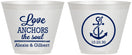 Custom Wedding 9 oz Wine Frosted Cups - Love Anchors The Soul | 440