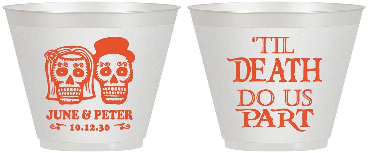 Custom Wedding 9 oz Wine Frosted Cups - Til Death Do Us Part | 441