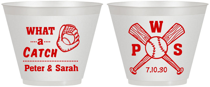 Custom Wedding 9 oz Wine Frosted Cups - Baseball | 443