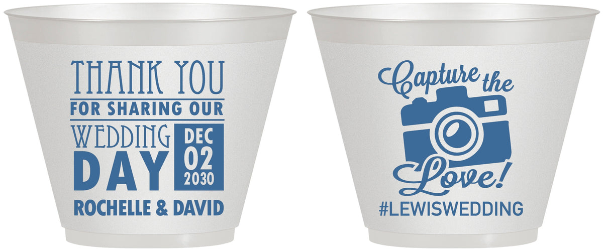 Custom Wedding 9 oz Wine Frosted Cups - Capture The Love | 444