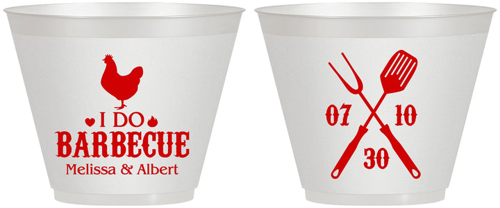 Custom Wedding 9 oz Wine Frosted Cups - I Do Barbecue Bbq | 445