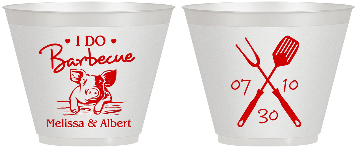 Custom Wedding 9 oz Wine Frosted Cups - I Do Barbecue Bbq | 446