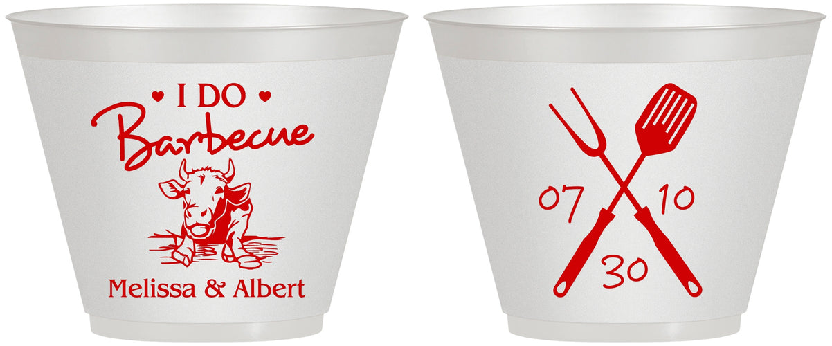 Custom Wedding 9 oz Wine Frosted Cups - I Do Barbecue Bbq | 447