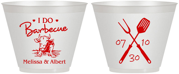 Custom Wedding 9 oz Wine Frosted Cups - I Do Barbecue Bbq | 447