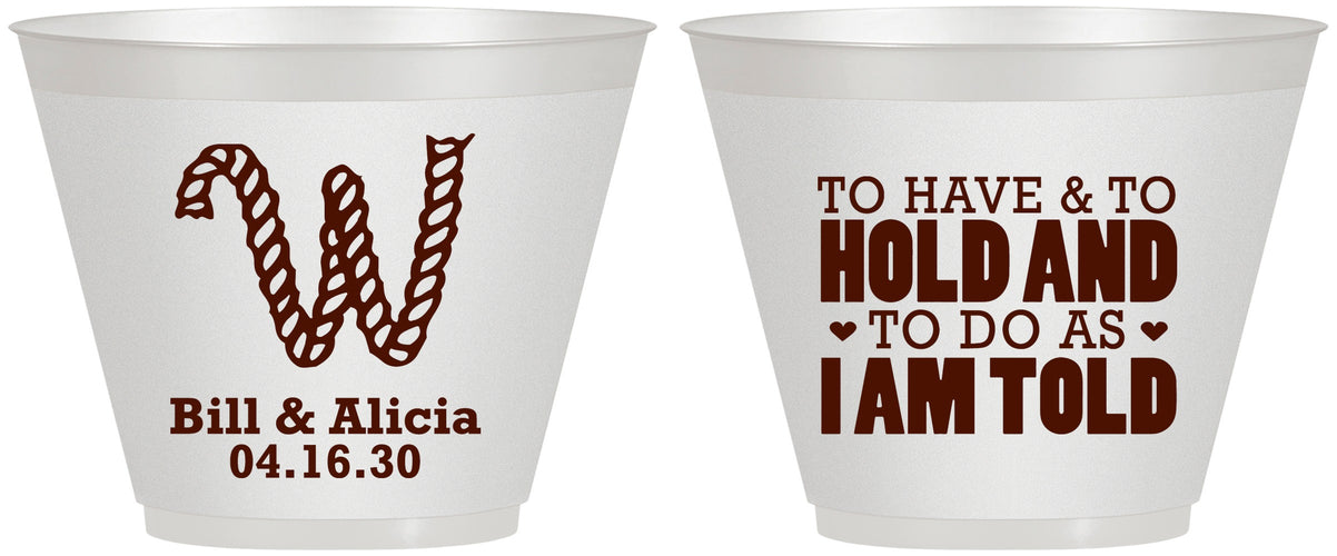 Custom Wedding 9 oz Wine Frosted Cups - To Have And To Hold | 449