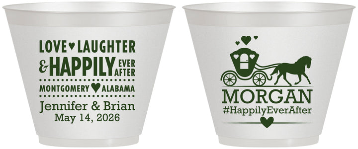 Custom Wedding 9 oz Wine Frosted Cups - Happily Ever After | 452