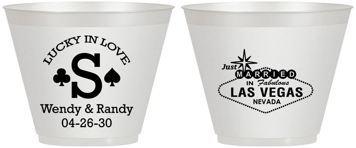 Custom Wedding 9 oz Wine Frosted Cups - Las Vegas | 456