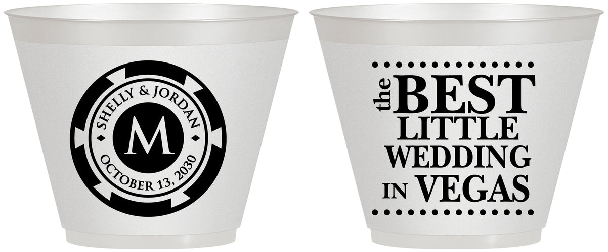 Custom Wedding 9 oz Wine Frosted Cups - Las Vegas | 457