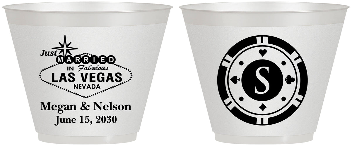Custom Wedding 9 oz Wine Frosted Cups - Las Vegas | 459
