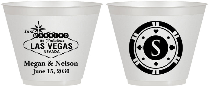 Custom Wedding 9 oz Wine Frosted Cups - Las Vegas | 459