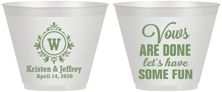 Custom Wedding 9 oz Wine Frosted Cups - Monogrammed | 462