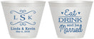 Custom Wedding 9 oz Wine Frosted Cups - Eat Drink Be Married | 463