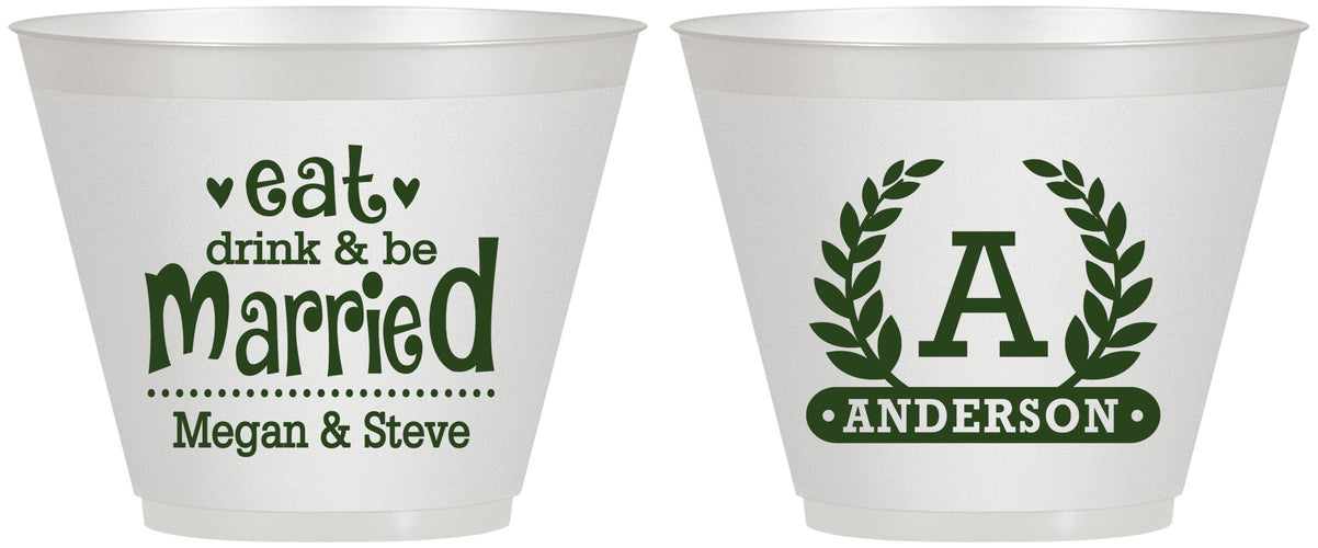 Custom Wedding 9 oz Wine Frosted Cups - Monogram | 464