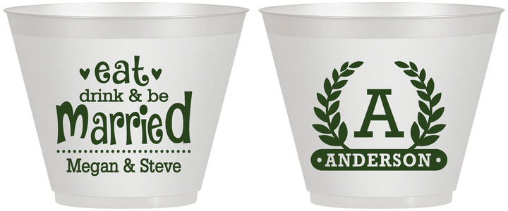 Custom Wedding 9 oz Wine Frosted Cups - Monogram | 464