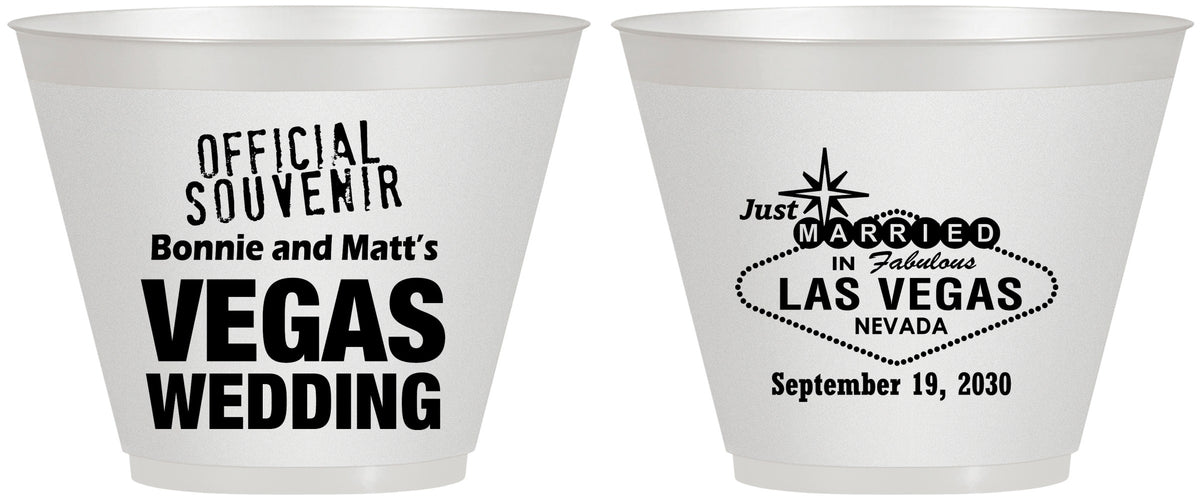 Custom Wedding 9 oz Wine Frosted Cups - Las Vegas | 466