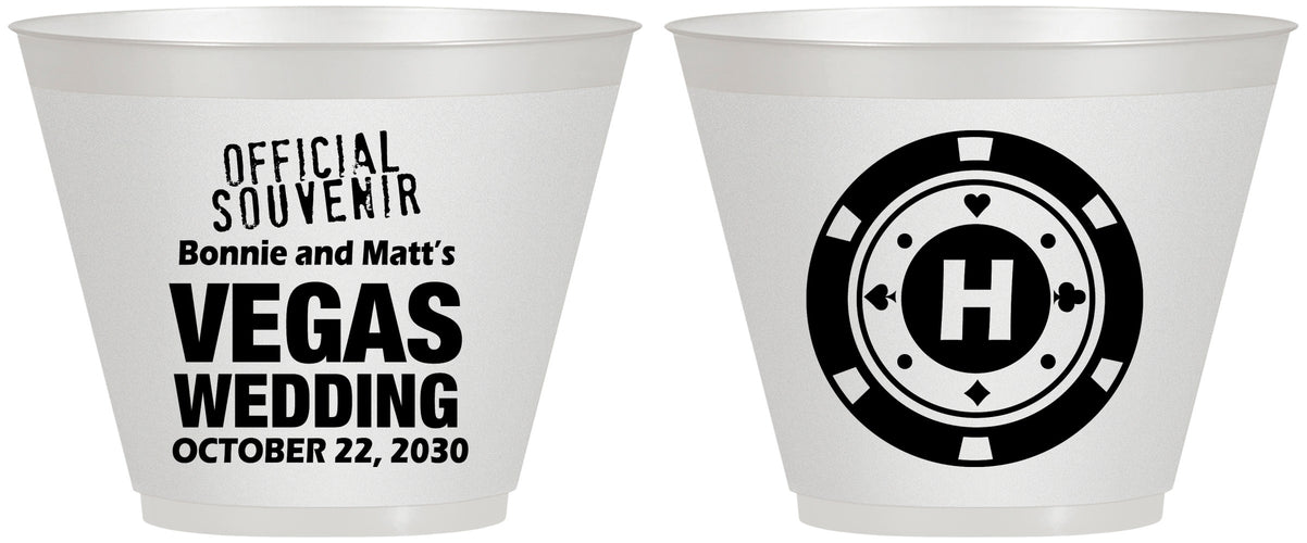 Custom Wedding 9 oz Wine Frosted Cups - Las Vegas | 467