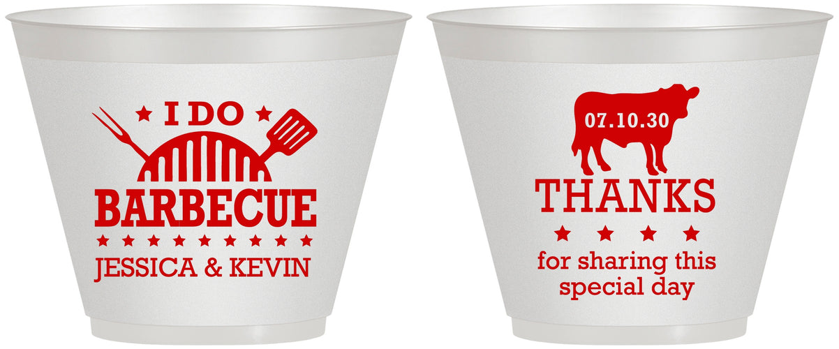 Custom Wedding 9 oz Wine Frosted Cups - I Do Barbecue Bbq | 468