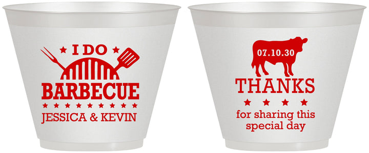 Custom Wedding 9 oz Wine Frosted Cups - I Do Barbecue Bbq | 468