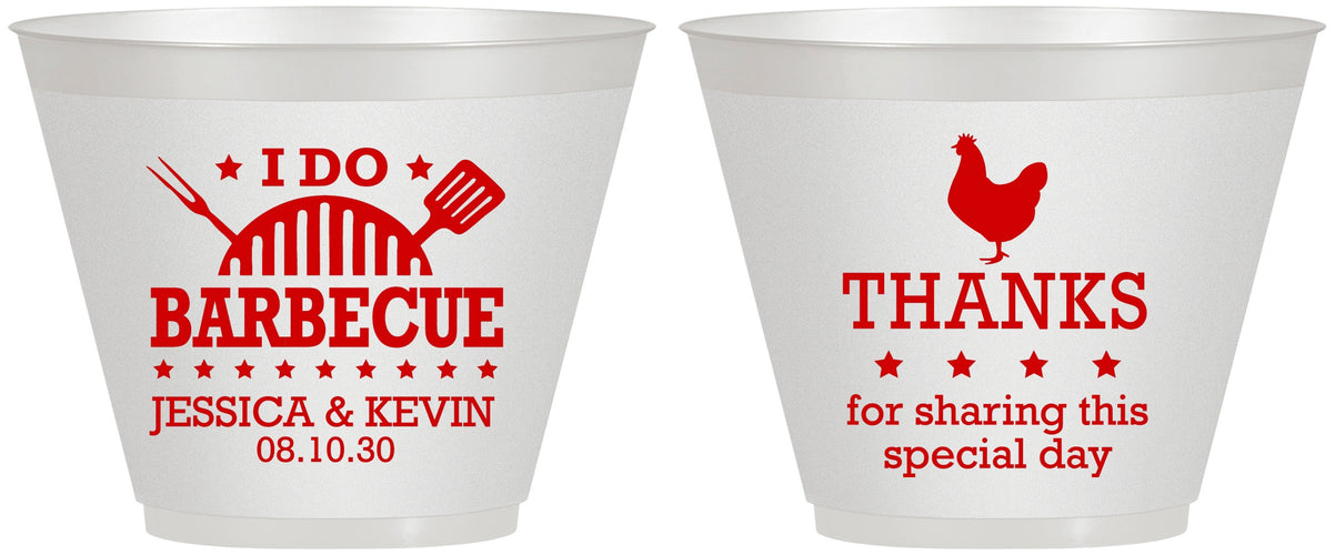 Custom Wedding 9 oz Wine Frosted Cups - I Do Barbecue Bbq | 469