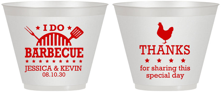 Custom Wedding 9 oz Wine Frosted Cups - I Do Barbecue Bbq | 469