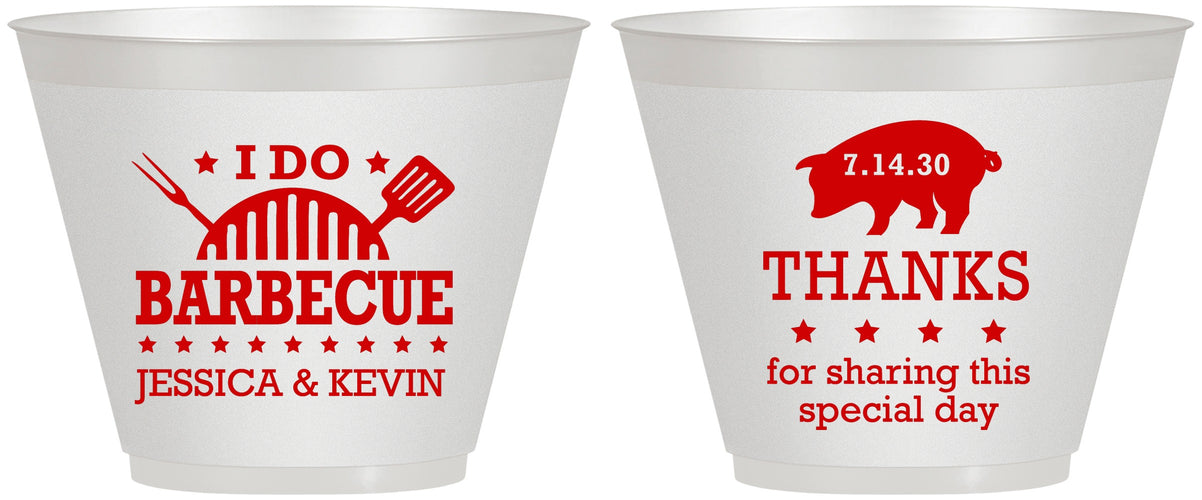 Custom Wedding 9 oz Wine Frosted Cups - I Do Barbecue Bbq | 470