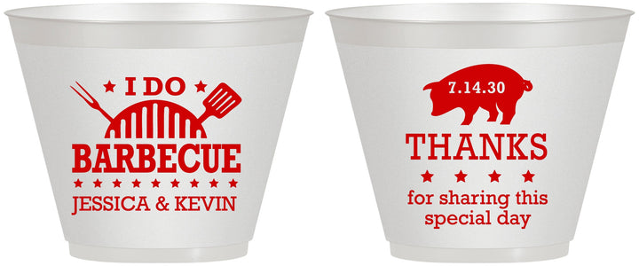 Custom Wedding 9 oz Wine Frosted Cups - I Do Barbecue Bbq | 470