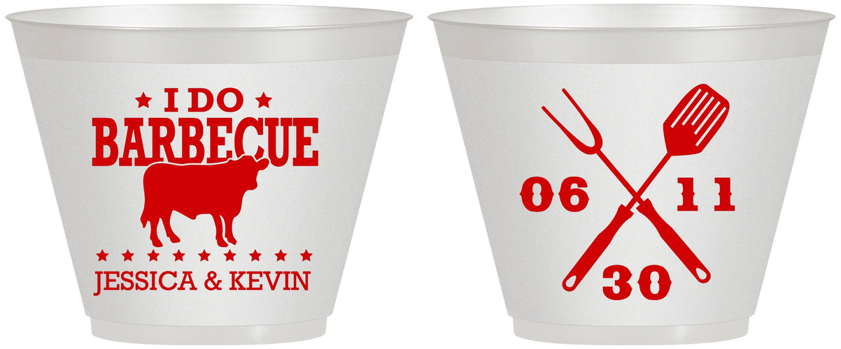 Custom Wedding 9 oz Wine Frosted Cups - I Do Barbecue Bbq | 471