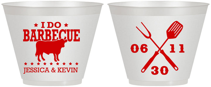 Custom Wedding 9 oz Wine Frosted Cups - I Do Barbecue Bbq | 471