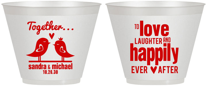Custom Wedding 9 oz Wine Frosted Cups - Happily Ever After | 480