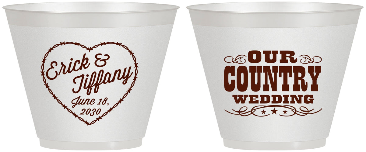 Custom Wedding 9 oz Wine Frosted Cups - Country Wedding | 484
