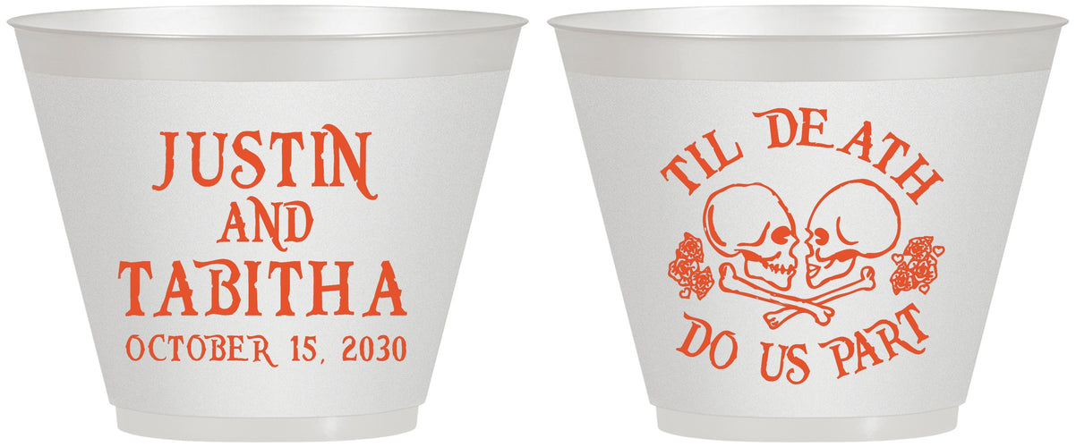 Custom Wedding 9 oz Wine Frosted Cups - Til Death Do Us Part | 485