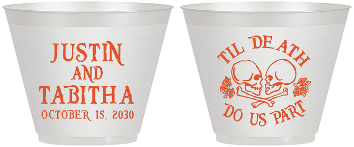 Custom Wedding 9 oz Wine Frosted Cups - Til Death Do Us Part | 485