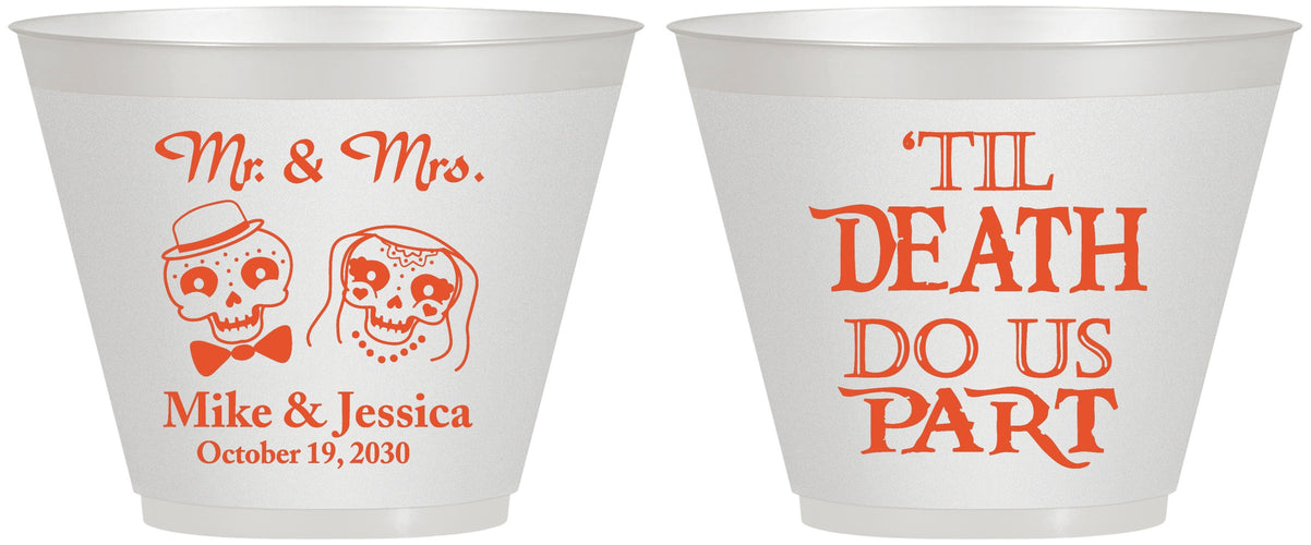 Custom Wedding 9 oz Wine Frosted Cups - Til Death Do Us Part | 487