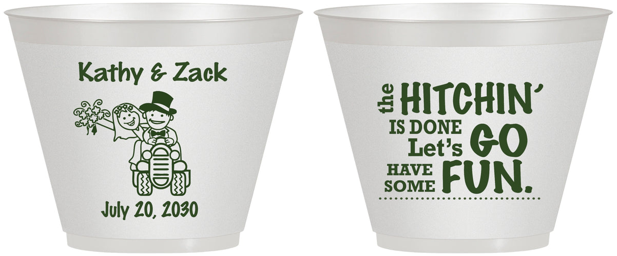 Custom Wedding 9 oz Wine Frosted Cups - Tractor Hitchin | 489