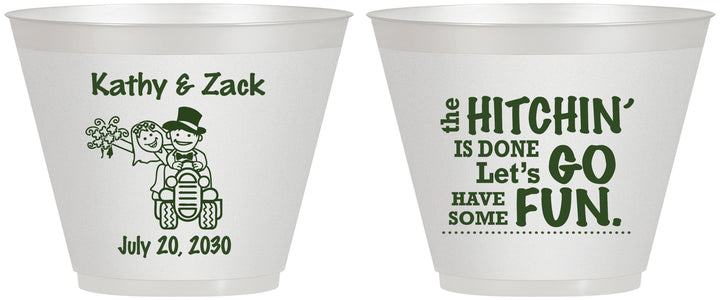 Custom Wedding 9 oz Wine Frosted Cups - Tractor Hitchin | 489