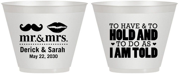 Custom Wedding 9 oz Wine Frosted Cups - To Have And To Hold | 491
