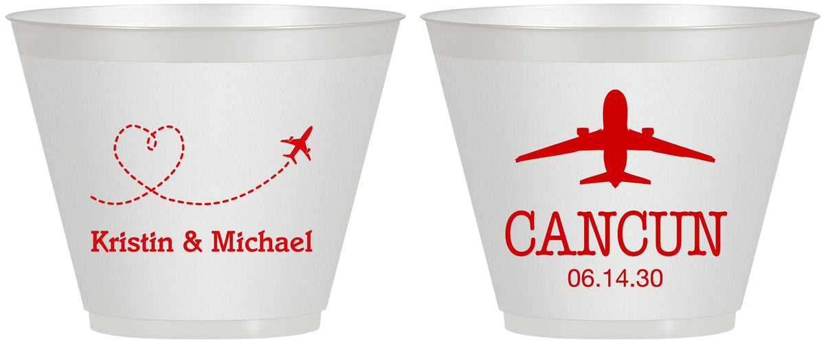 Custom Wedding 9 oz Wine Frosted Cups - Destination | 492