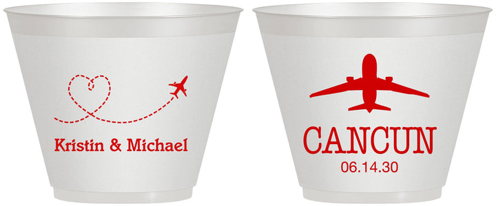Custom Wedding 9 oz Wine Frosted Cups - Destination | 492