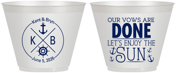 Custom Wedding 9 oz Wine Frosted Cups - Nautical | 495