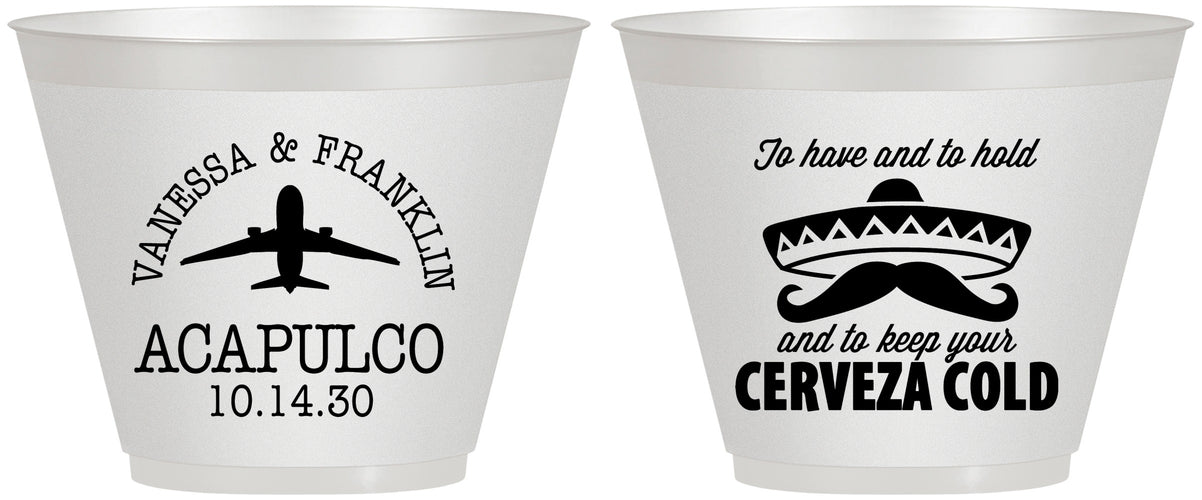 Custom Wedding 9 oz Wine Frosted Cups - Destination | 496