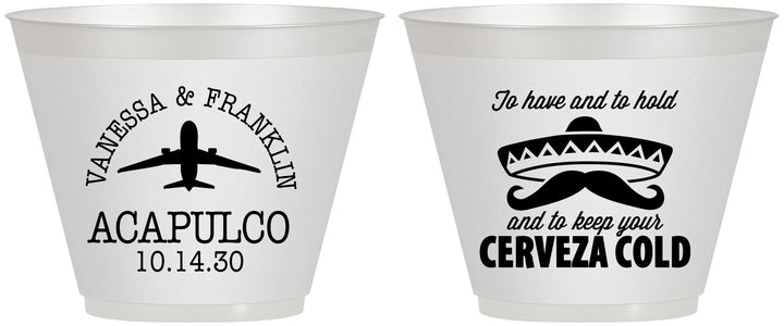Custom Wedding 9 oz Wine Frosted Cups - Destination | 496