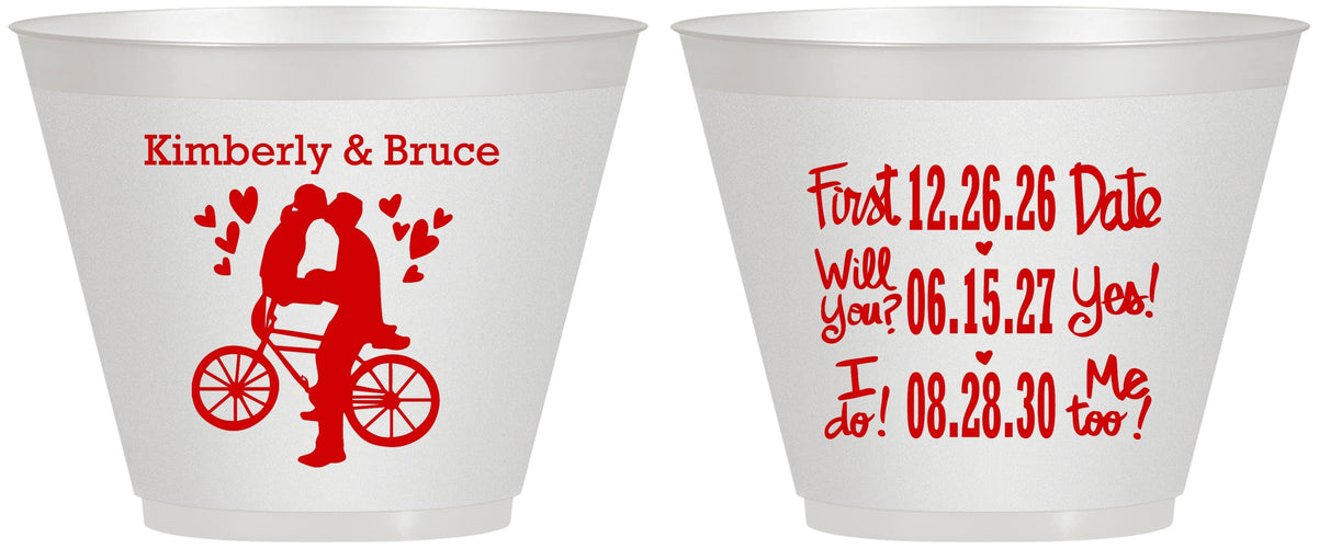 Custom Wedding 9 oz Wine Frosted Cups - First Date Will You I Do | 497
