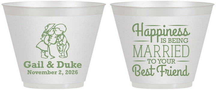 Custom Wedding 9 oz Wine Frosted Cups - Best Friend | 499
