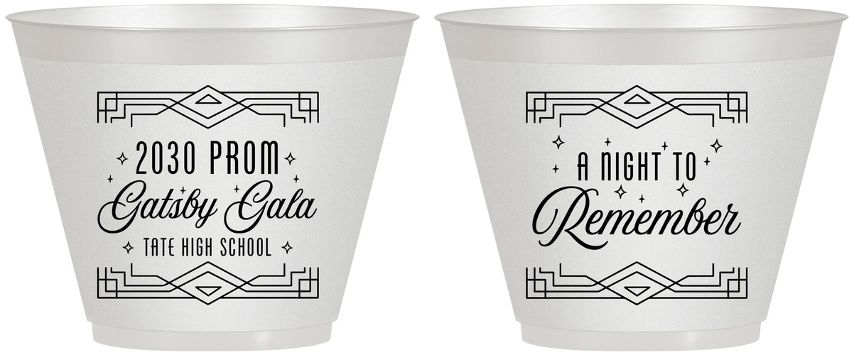 Custom Prom 9 oz Wine Frosted Cups - Gatsby Gala | 50012